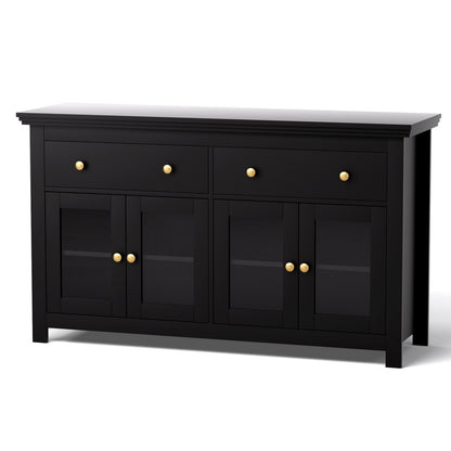 Artiss Buffet Sideboard Storage Cabinet Kitchen Cupboard Clear Door Drawer Black-Furniture &gt; Dining &gt; Buffets &amp; Sideboards-PEROZ Accessories