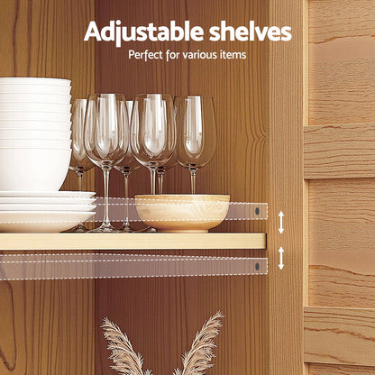 Artiss Buffet Sideboard Storage Cabinet Kitchen Cupboard Faux Drawer 150CM Pine-Furniture &gt; Dining &gt; Buffets &amp; Sideboards-PEROZ Accessories