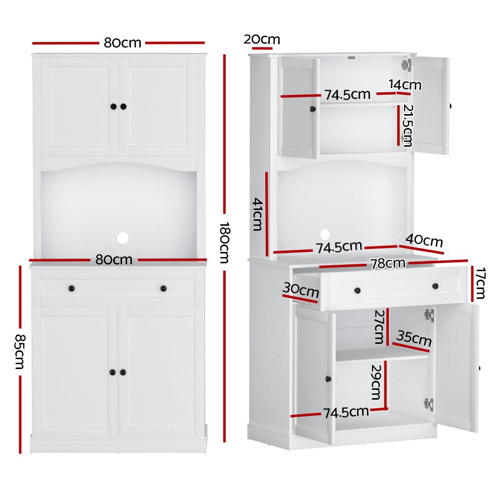 Artiss Buffet Sideboard Hutch Cabinet - BEINI White-Furniture > Living Room-PEROZ Accessories