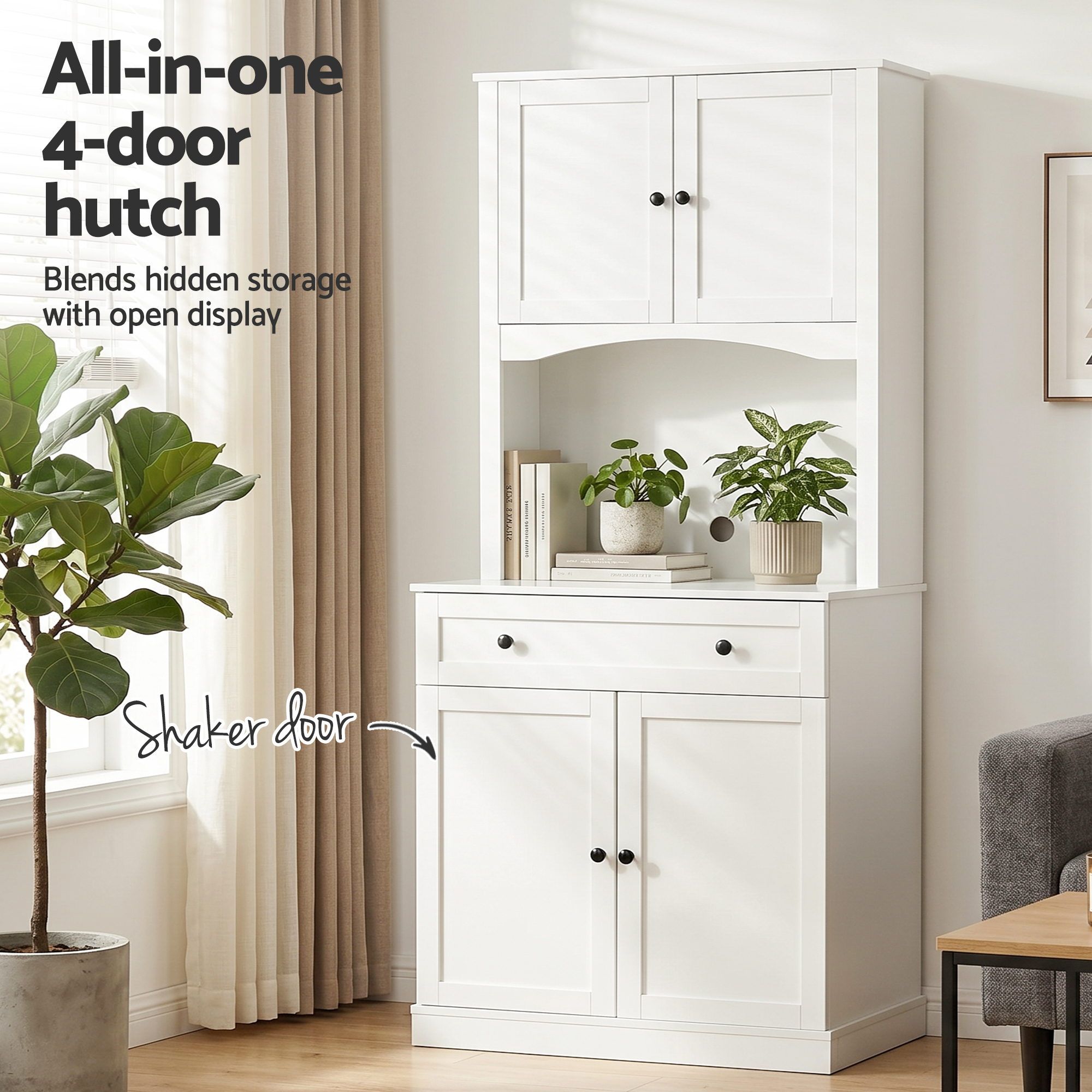 Artiss Buffet Sideboard Hutch Cabinet - BEINI White-Furniture > Living Room-PEROZ Accessories