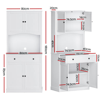 Artiss Buffet Sideboard Cabinet Cupboard Pantry Storage Shelves Hutch White-Furniture &gt; Living Room-PEROZ Accessories