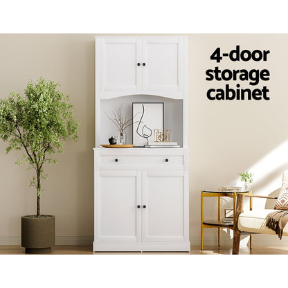Artiss Buffet Sideboard Cabinet Cupboard Pantry Storage Shelves Hutch White-Furniture &gt; Living Room-PEROZ Accessories