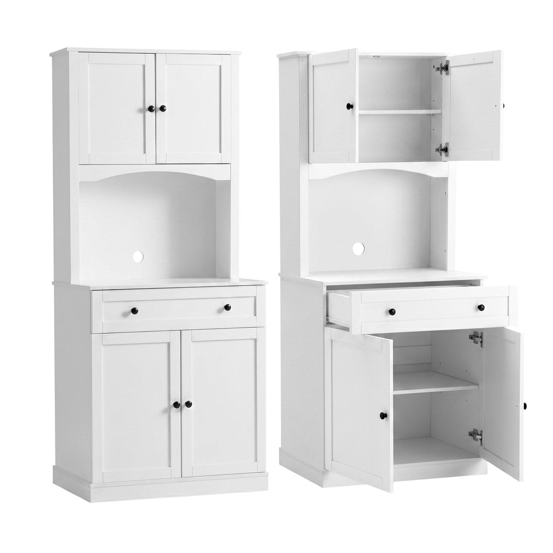 Artiss 2x Buffet Sideboard Hutch Pantry Cabinet Kitchen Storage BEINI White-Furniture > Dining > Buffets &amp; Sideboards-PEROZ Accessories