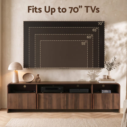 Artiss 180cm TV Unit Storage Cabinet Shelf Fluted Front Rounded Edge Anti-tip Kit Walnut-Furniture > Living Room > TV Units-PEROZ Accessories