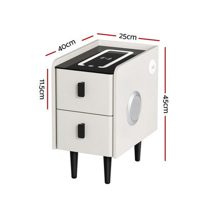 Artiss Smart Bedside Table with Wireless Charging - AIDA White-Furniture &gt; Bedroom &gt; Bedside Tables-PEROZ Accessories