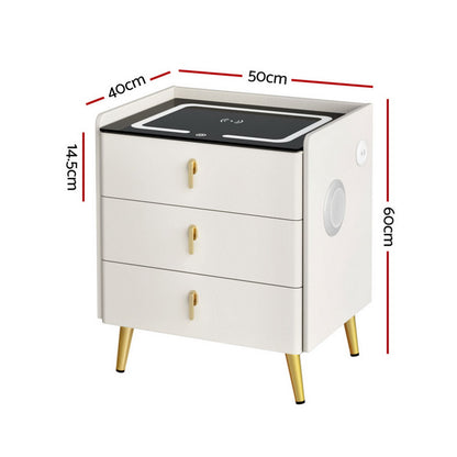 Artiss Bedside Table Wireless Charging - ALMA White-Furniture &gt; Bedroom &gt; Bedside Tables-PEROZ Accessories
