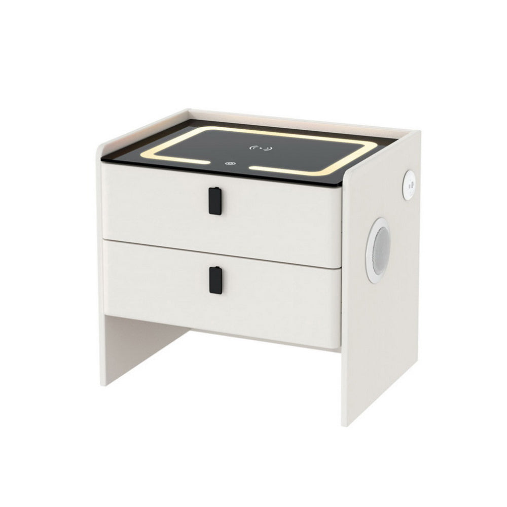 Artiss Smart Bedside Table Wireless Charging - BESS White-Furniture &gt; Bedroom &gt; Bedside Tables-PEROZ Accessories