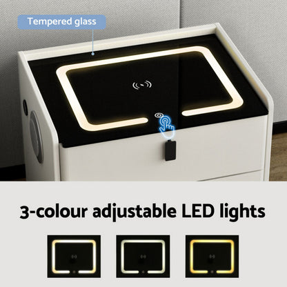 Artiss Smart Bedside Table Wireless Charging - BESS White-Furniture &gt; Bedroom &gt; Bedside Tables-PEROZ Accessories