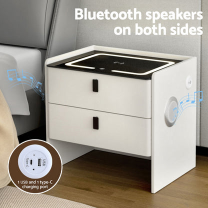 Artiss Smart Bedside Table Wireless Charging - BESS White-Furniture &gt; Bedroom &gt; Bedside Tables-PEROZ Accessories