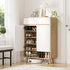 Artiss Shoe Rack Cabinet 20 Pairs Storage Cupboard Pine&White-Furniture > Living Room > Shoe Storage-PEROZ Accessories