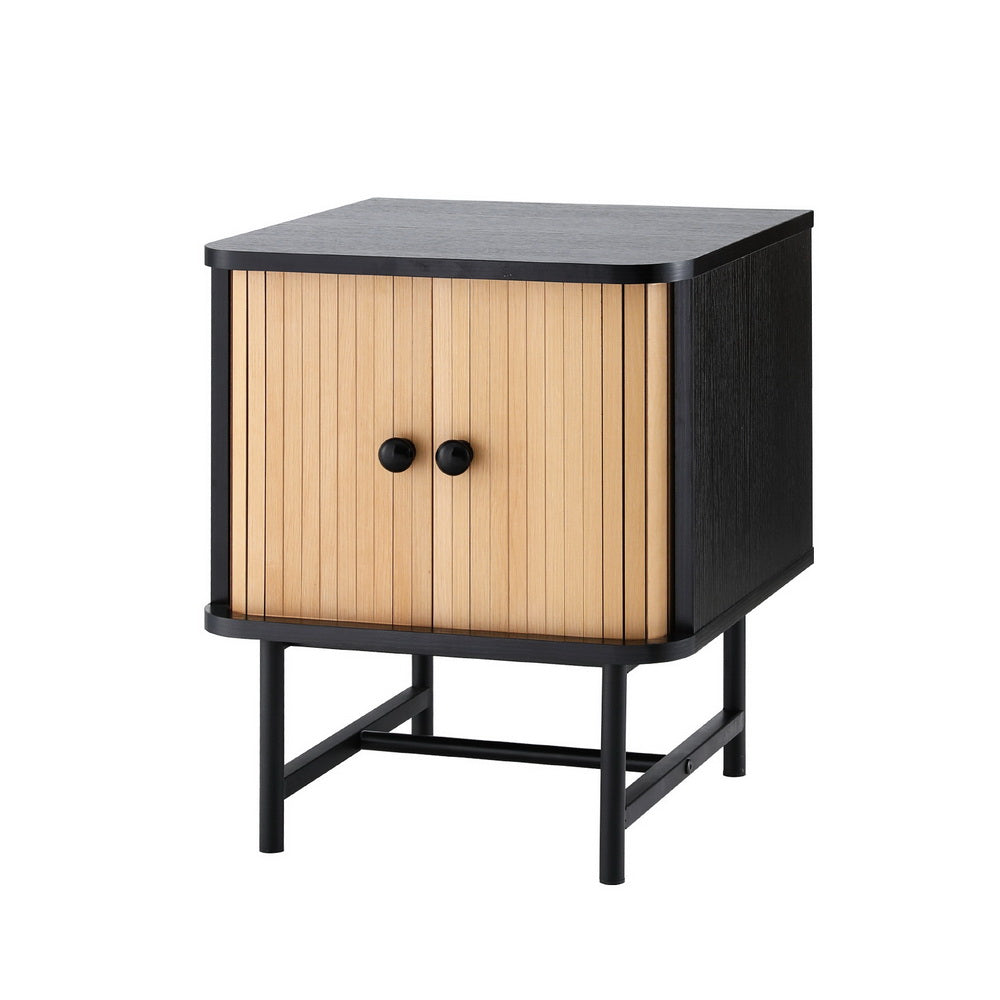 Artiss Bedside Table with Sliding Doors BORIS-Furniture &gt; Bedroom &gt; Bedside Tables-PEROZ Accessories