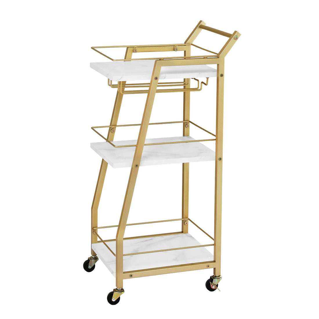 Artiss Bar Cart Trolley Kitchen Island Serving Wine Glass Holder Marble 41cm-Furniture > Dining > Kitchen &amp; Dining Trolleys-PEROZ Accessories