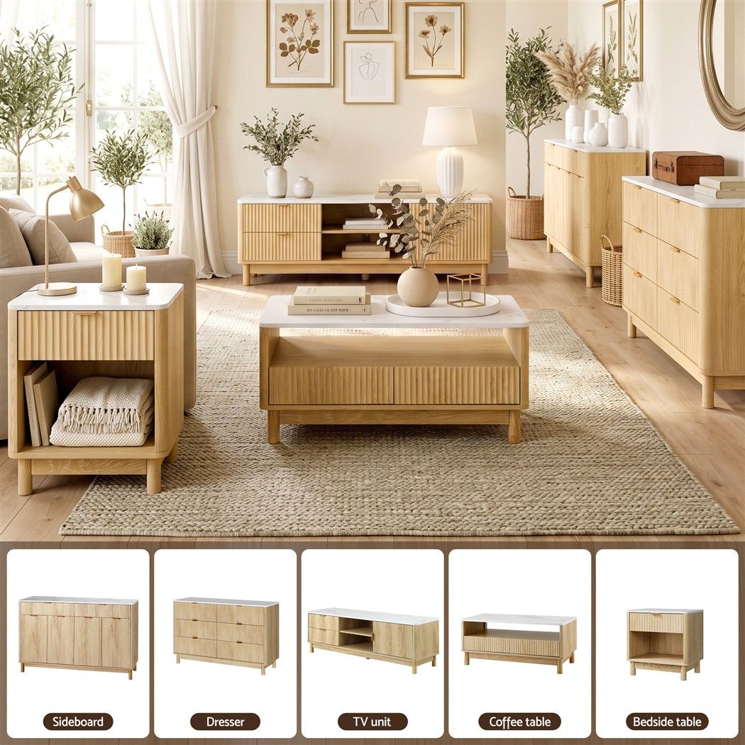 Artiss 2X Bedside Table Nightstand 1 Drawer Shelves Pine