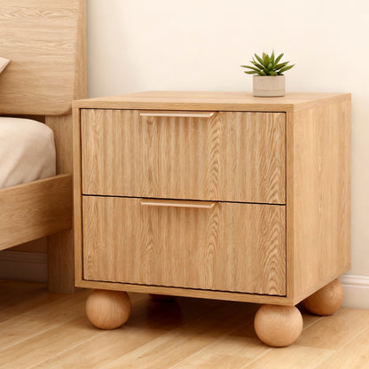 Artiss Rattan Bedside Table 2 Drawers Pine-Furniture &gt; Bedroom &gt; Bedside Tables-PEROZ Accessories