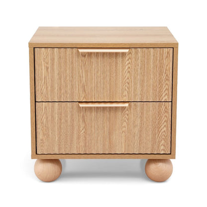 Artiss 2x Bedside Table Round Legs 2 Drawers Pine