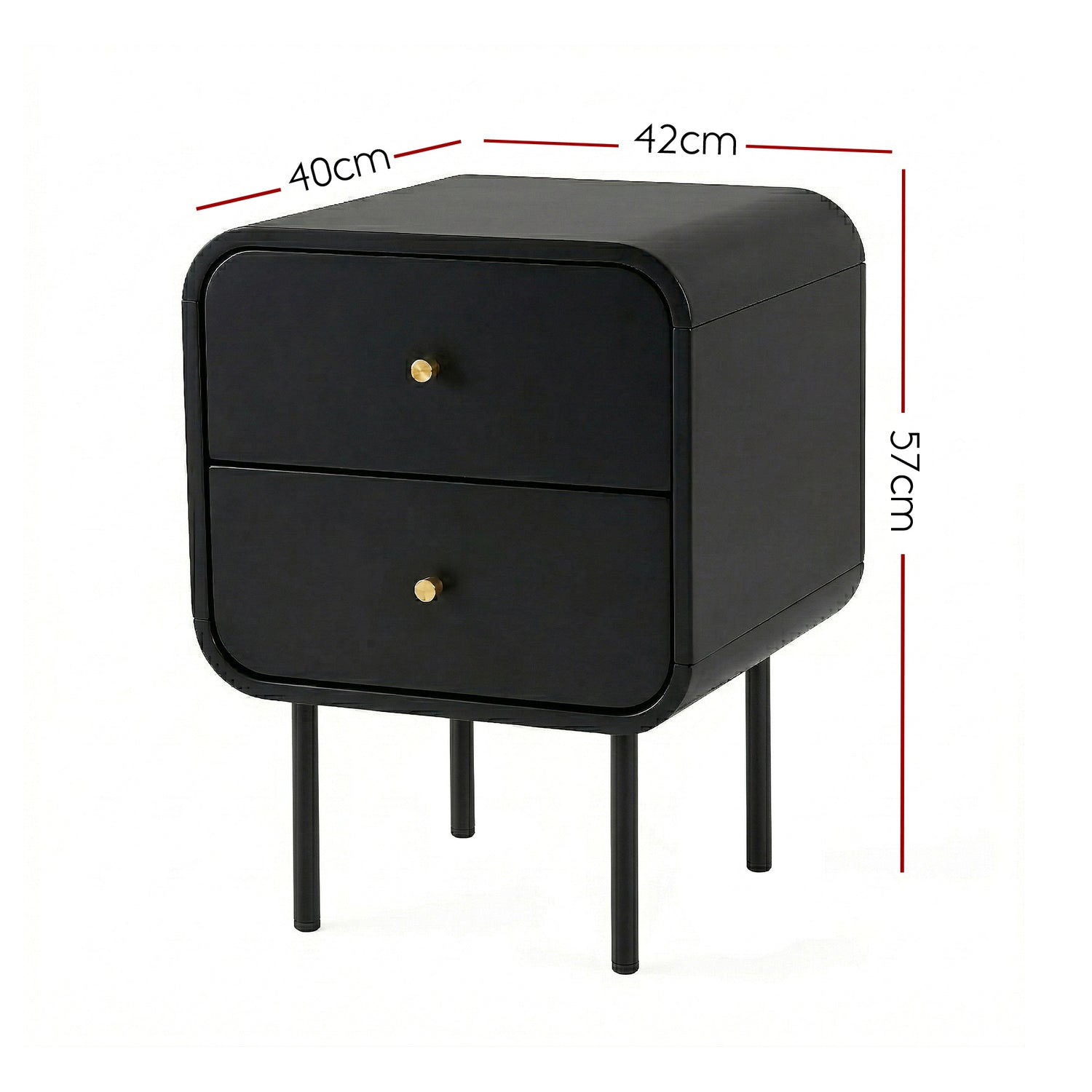 Artiss Bedside Table 2 Drawers Side End Table Nightstand Black-Furniture > Bedroom > Bedside Tables-PEROZ Accessories