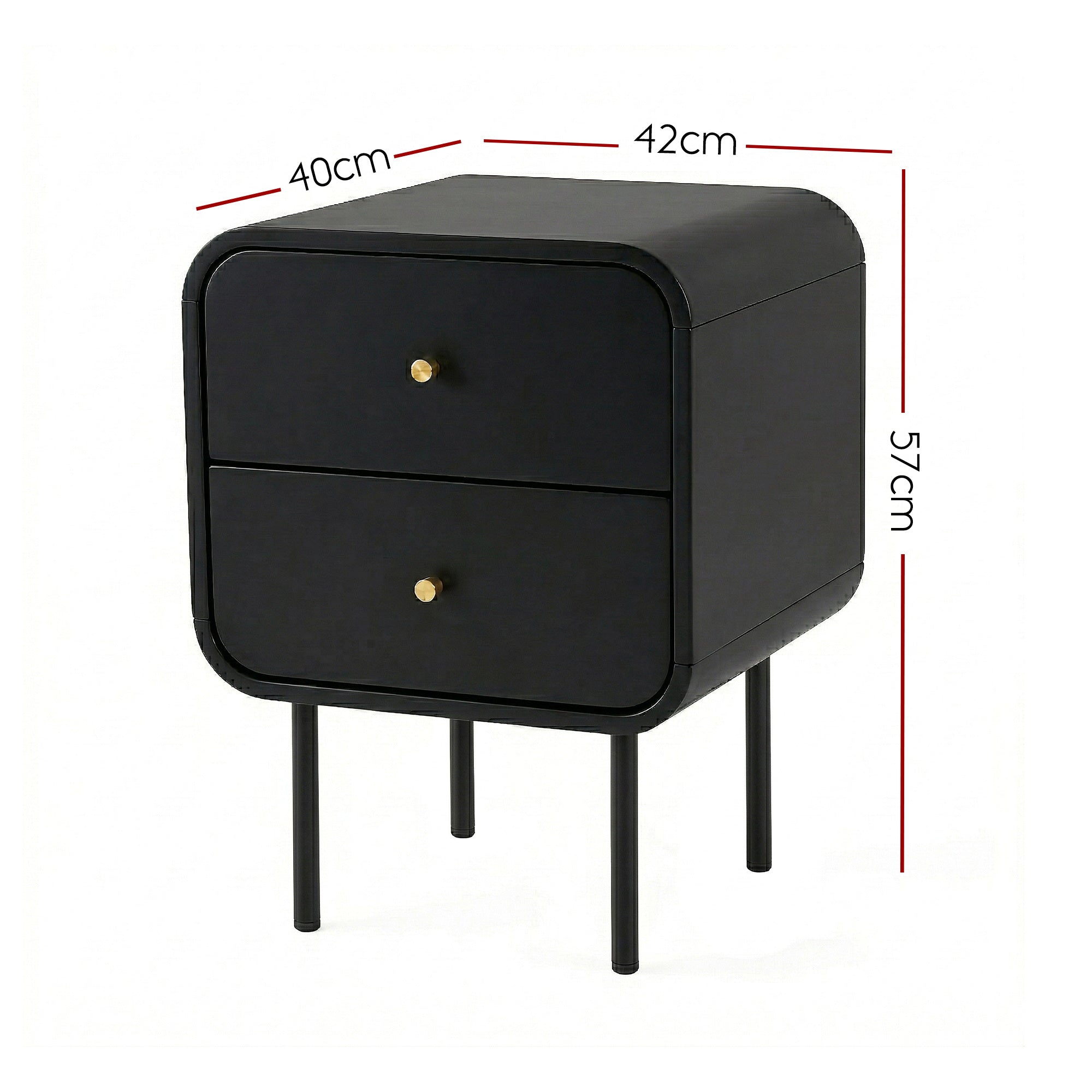 Artiss Bedside Table 2 Drawers Side End Table Nightstand Black-Furniture > Bedroom > Bedside Tables-PEROZ Accessories