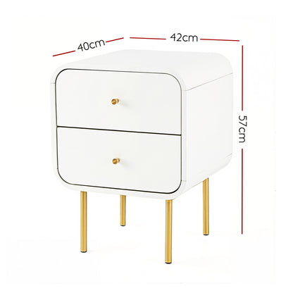Artiss Bedside Table 2 Drawers Side End Table Nightstand White-Furniture > Bedroom > Bedside Tables-PEROZ Accessories