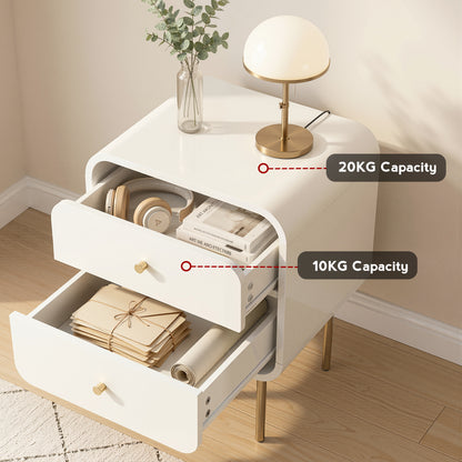 Artiss Bedside Table 2 Drawers Side End Table Nightstand White-Furniture > Bedroom > Bedside Tables-PEROZ Accessories