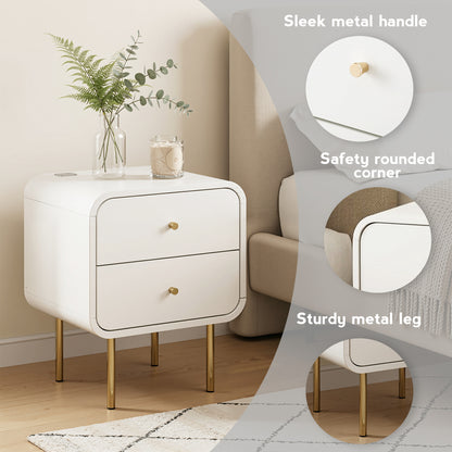 Artiss Bedside Table 2 Drawers Side End Table Nightstand White-Furniture > Bedroom > Bedside Tables-PEROZ Accessories