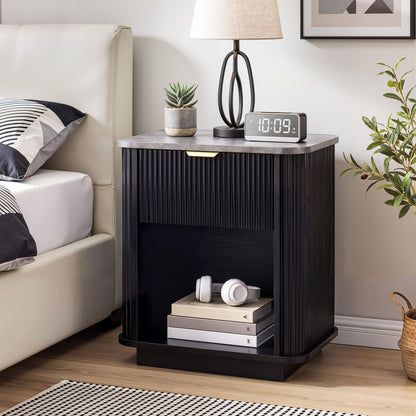 Artiss Bedside Table with 1 Drawer Side Table Black Nightstand-Furniture > Bedroom > Bedside Tables-PEROZ Accessories