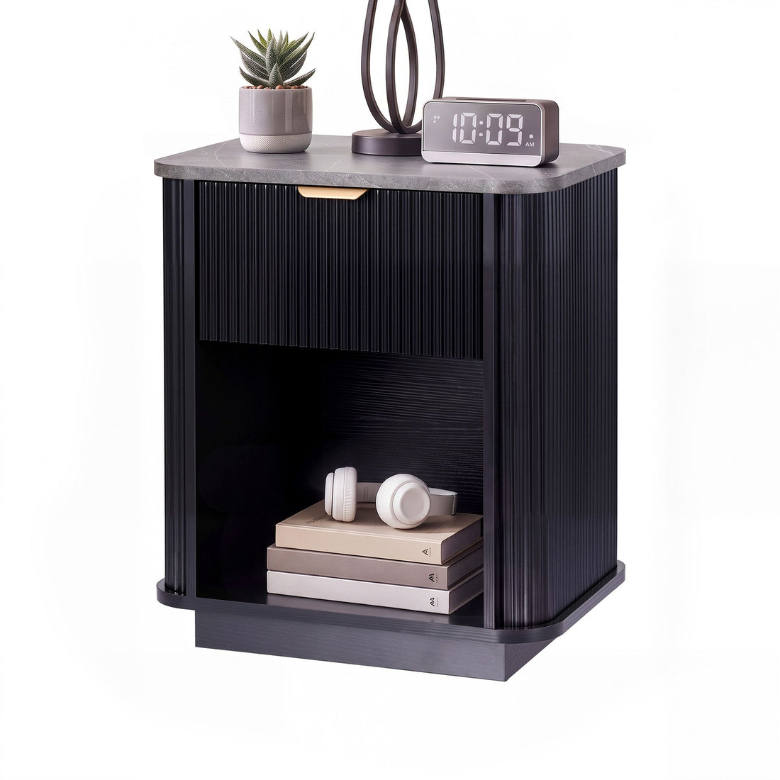 Artiss Bedside Table with 1 Drawer Side Table Black Nightstand-Furniture > Bedroom > Bedside Tables-PEROZ Accessories