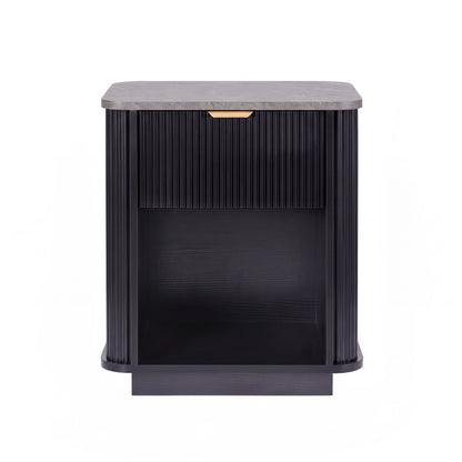 Artiss Bedside Table with 1 Drawer Side Table Black Nightstand-Furniture > Bedroom > Bedside Tables-PEROZ Accessories