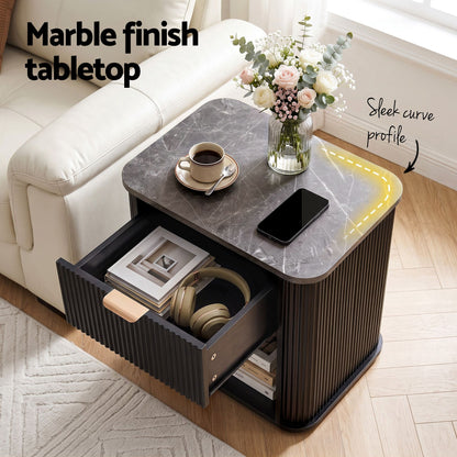 Artiss Bedside Table with 1 Drawer Side Table Black Nightstand-Furniture > Bedroom > Bedside Tables-PEROZ Accessories
