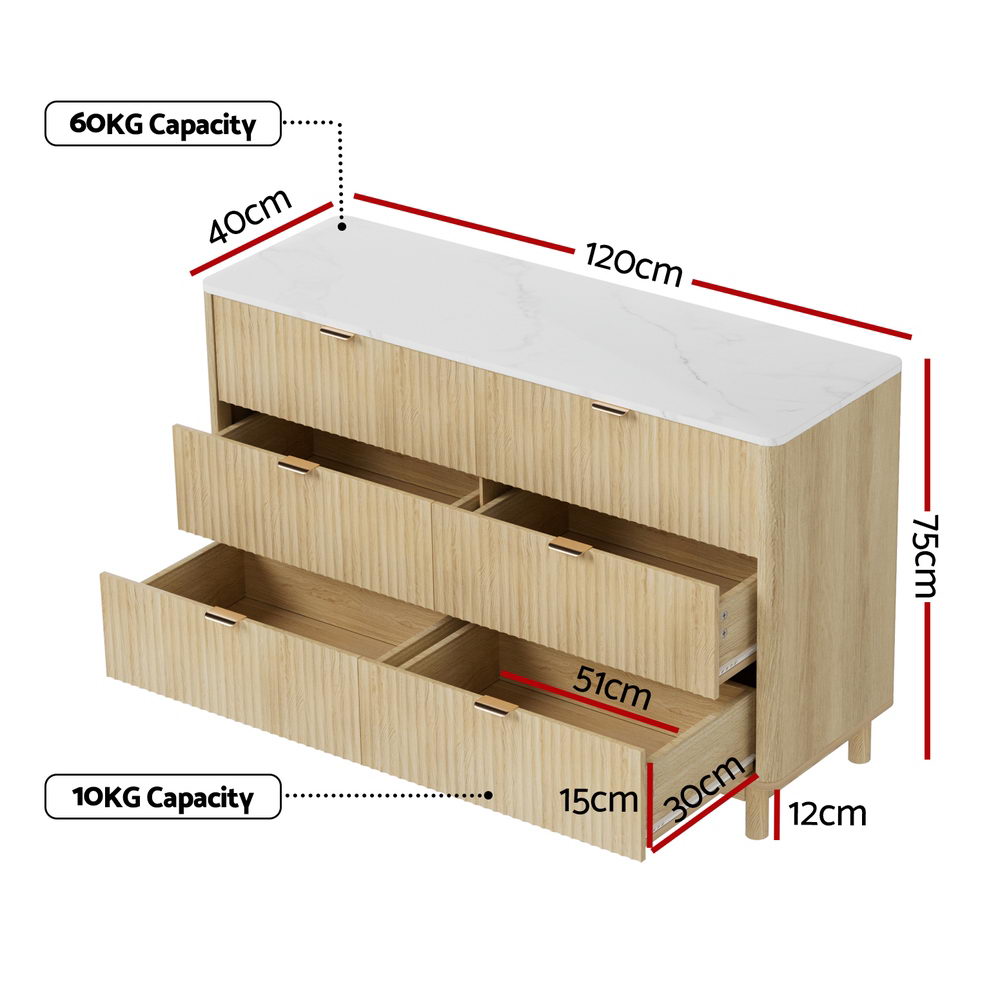 Artiss 6 Chest of Drawers Dresser Table Pine-Furniture &gt; Bathroom &gt; Bathroom Cabinets, Cupboards &amp; Storage-PEROZ Accessories