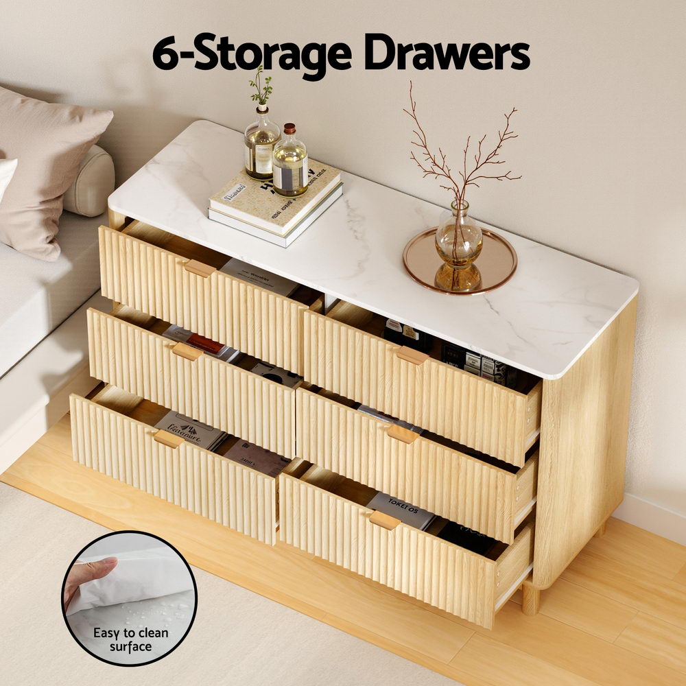 Artiss 6 Chest of Drawers Dresser Table Pine-Furniture &gt; Bathroom &gt; Bathroom Cabinets, Cupboards &amp; Storage-PEROZ Accessories