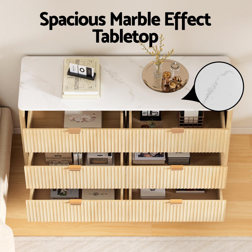 Artiss 6 Chest of Drawers Dresser Table Pine-Furniture &gt; Bathroom &gt; Bathroom Cabinets, Cupboards &amp; Storage-PEROZ Accessories