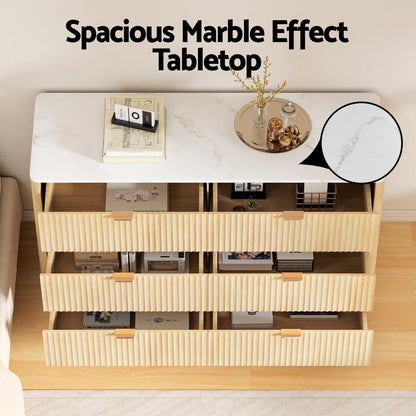 Artiss 6 Chest of Drawers Dresser Table Pine-Furniture &gt; Bathroom &gt; Bathroom Cabinets, Cupboards &amp; Storage-PEROZ Accessories