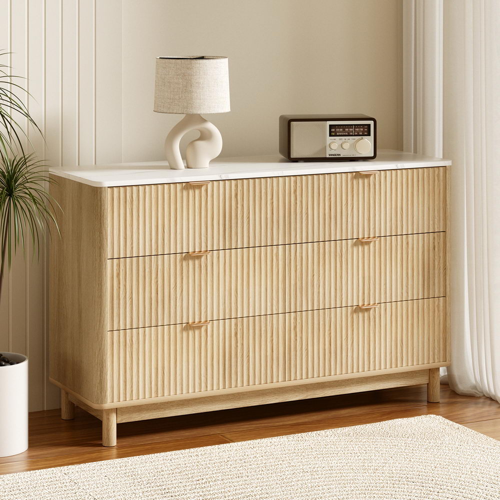 Artiss 6 Chest of Drawers Dresser Table Pine-Furniture &gt; Bathroom &gt; Bathroom Cabinets, Cupboards &amp; Storage-PEROZ Accessories