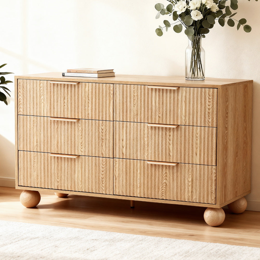 Artiss 6 Chest of Drawers Dresser Tallboy Pine-Furniture &gt; Bedroom &gt; Dressers-PEROZ Accessories