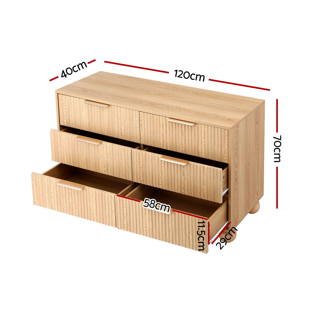 Artiss 6 Chest of Drawers Dresser Tallboy Pine-Furniture &gt; Bedroom &gt; Dressers-PEROZ Accessories