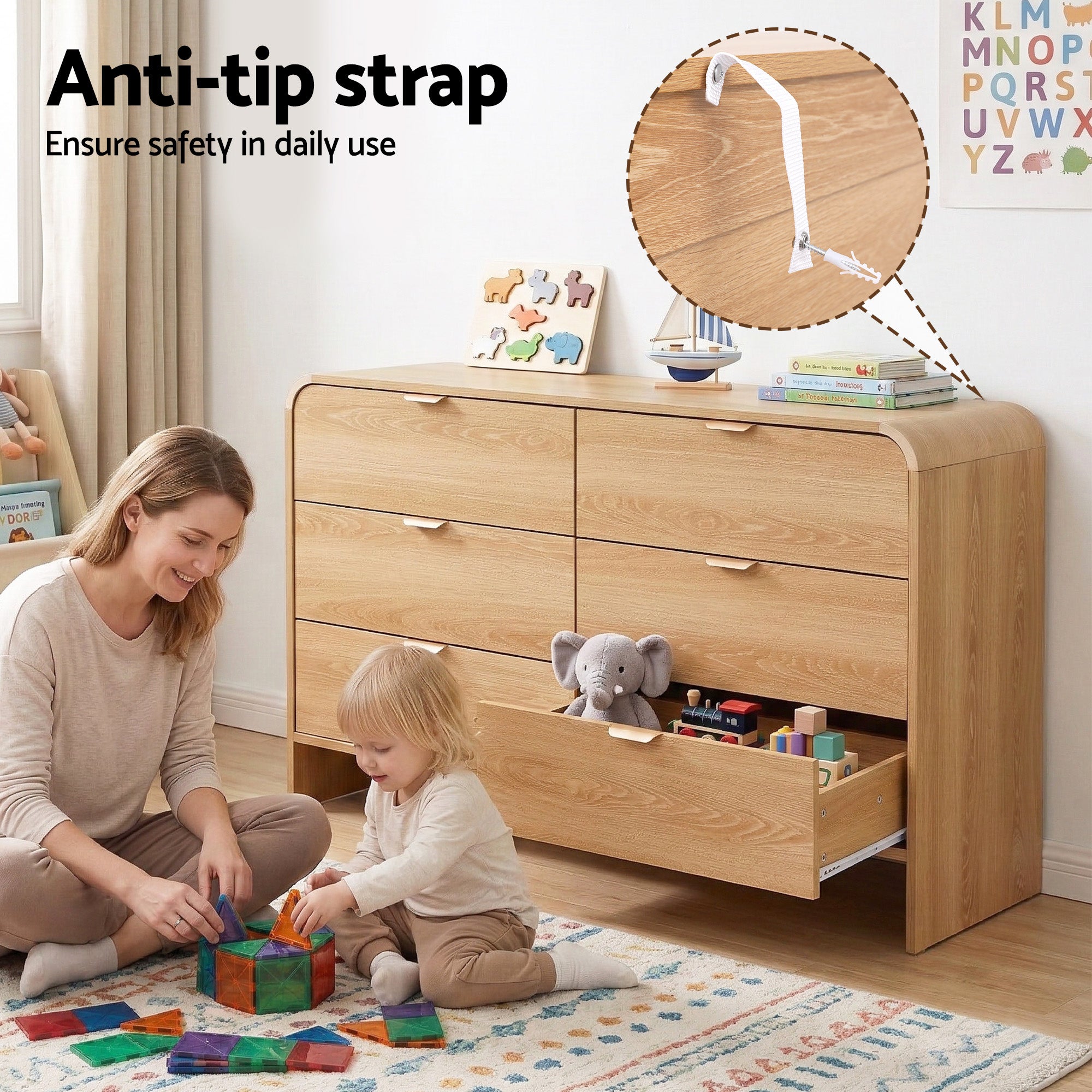 Artiss 6 Chest of Drawers Dresser Cabinet Pine-Furniture > Bedroom > Dressers-PEROZ Accessories