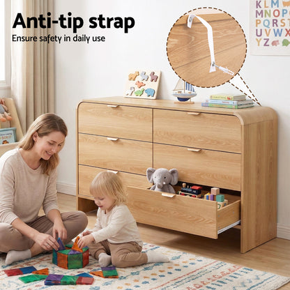 Artiss 6 Chest of Drawers Dresser Cabinet Pine-Furniture > Bedroom > Dressers-PEROZ Accessories