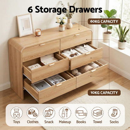 Artiss 6 Chest of Drawers Dresser Cabinet Pine-Furniture > Bedroom > Dressers-PEROZ Accessories