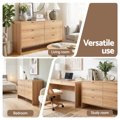 Artiss 6 Chest of Drawers Dresser Cabinet Pine-Furniture > Bedroom > Dressers-PEROZ Accessories