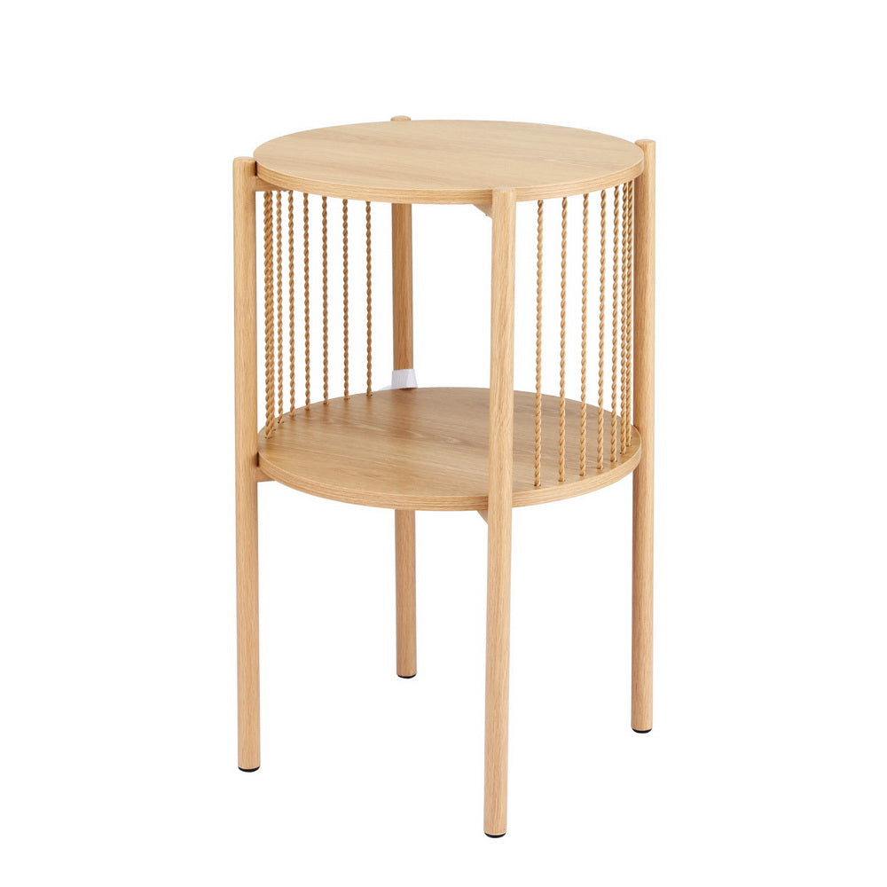 Artiss Coffee Table 2-Tier Round Wood-Furniture &gt; Living Room &gt; Coffee Tables-PEROZ Accessories