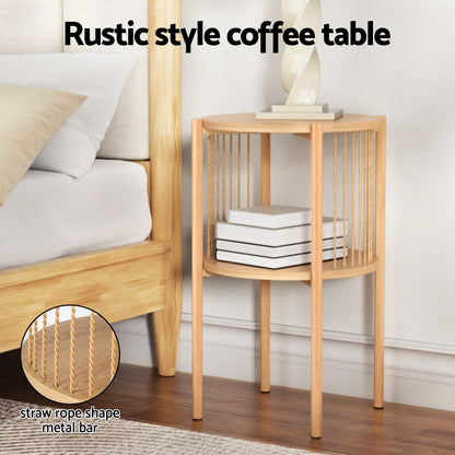 Artiss Coffee Table 2-Tier Round Wood-Furniture &gt; Living Room &gt; Coffee Tables-PEROZ Accessories