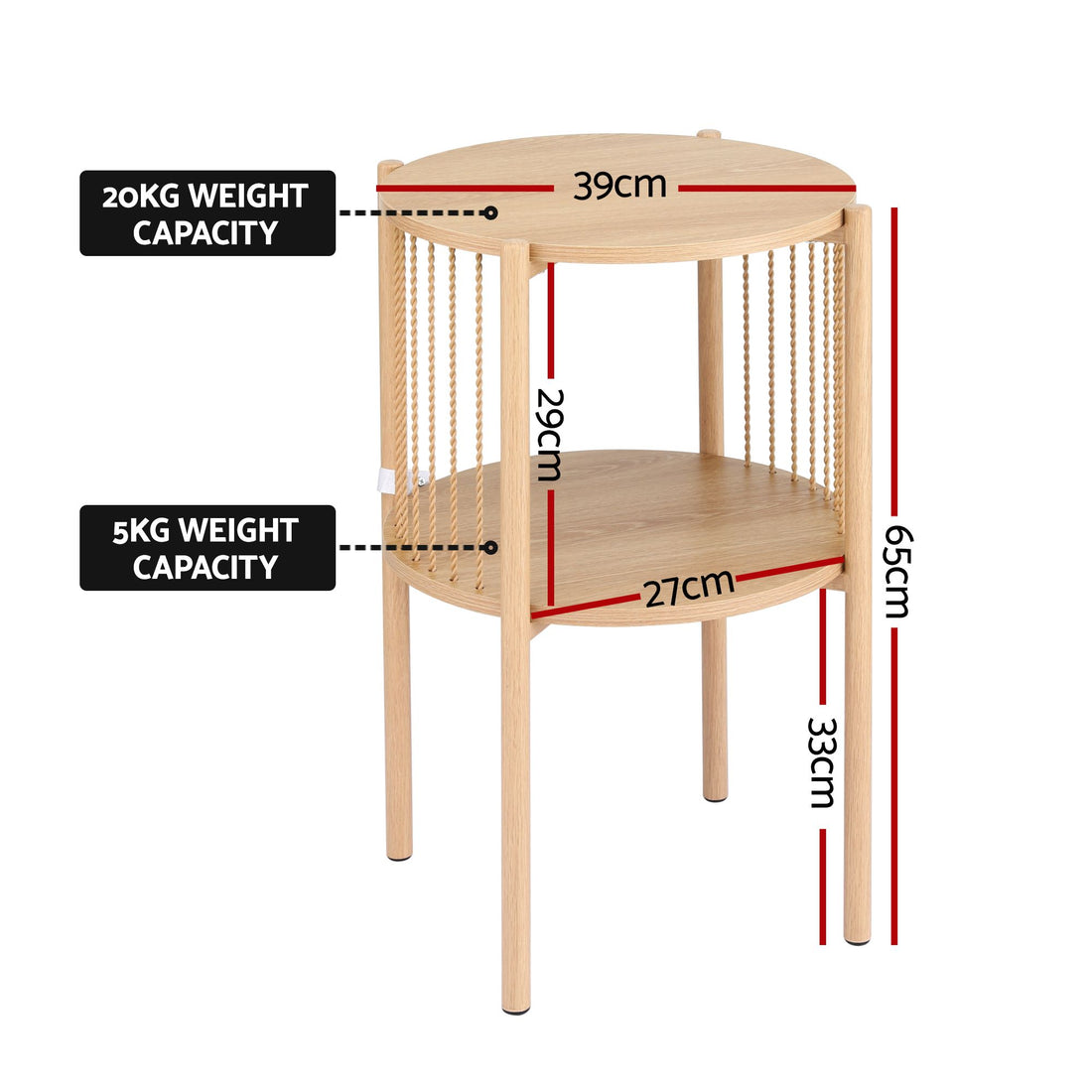 Artiss Set of 2 End Tables Coffee Table 2-Tier Round Wood-Furniture > Living Room > Coffee Tables-PEROZ Accessories