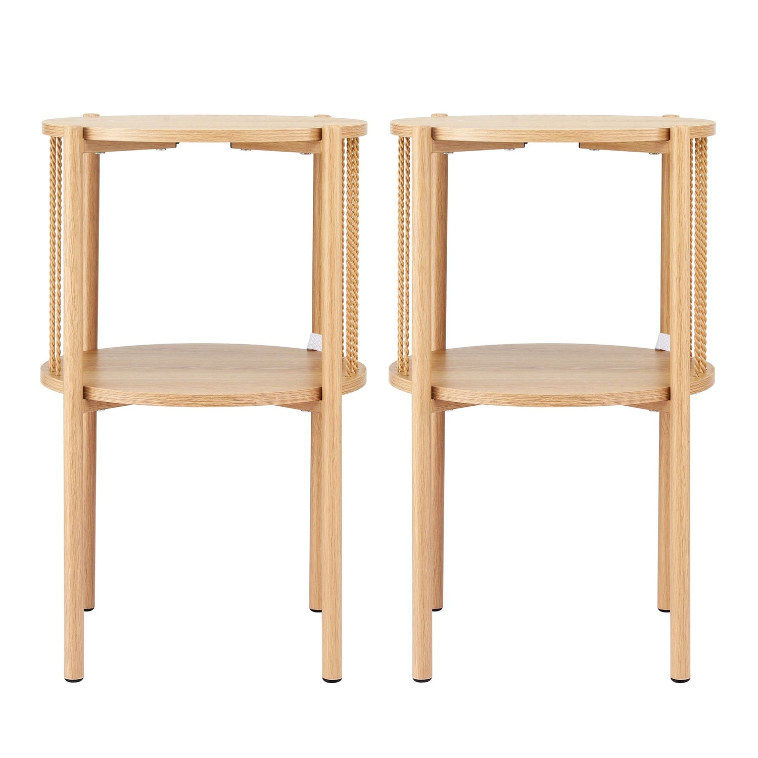 Artiss Set of 2 End Tables Coffee Table 2-Tier Round Wood-Furniture > Living Room > Coffee Tables-PEROZ Accessories