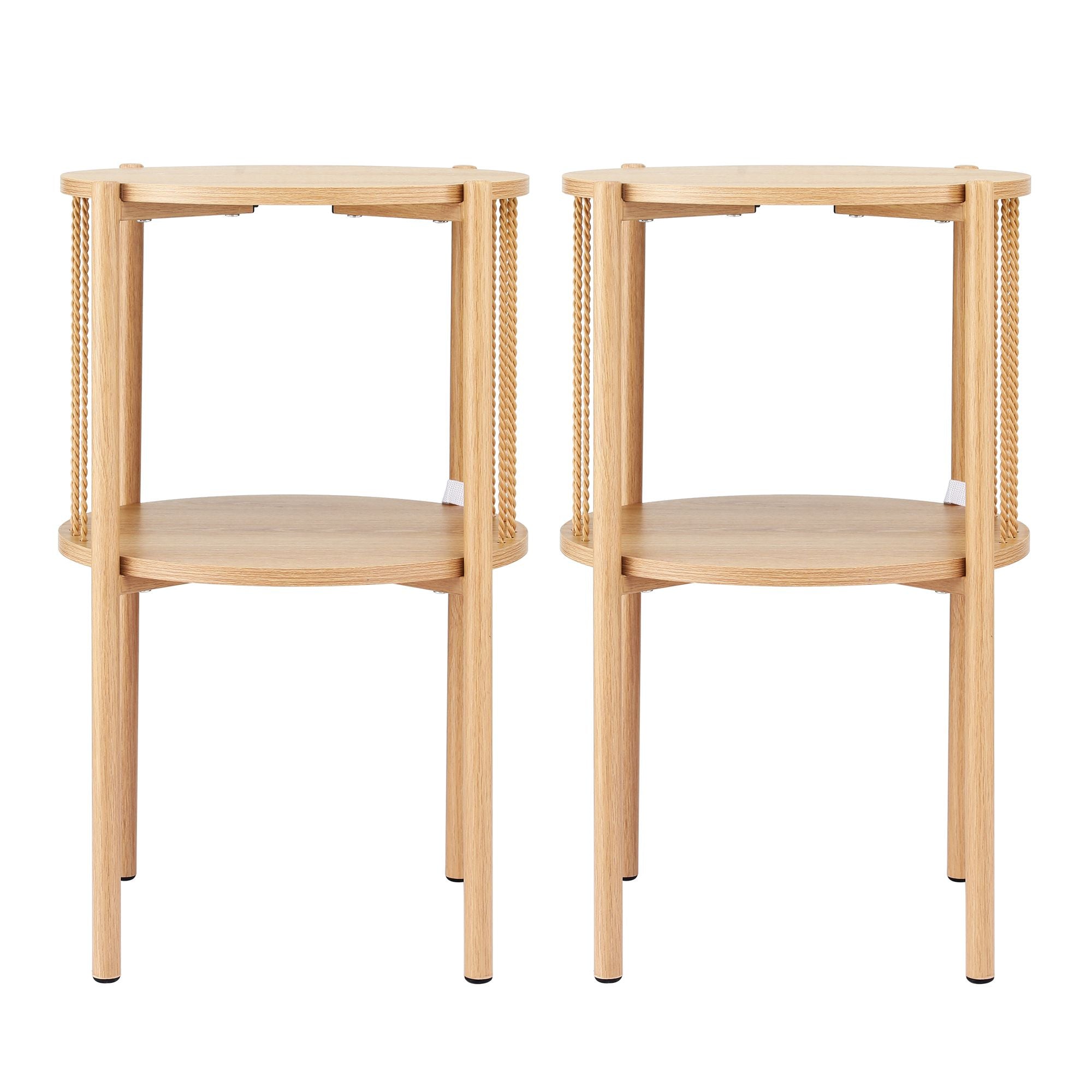 Artiss Set of 2 End Tables Coffee Table 2-Tier Round Wood-Furniture > Living Room > Coffee Tables-PEROZ Accessories