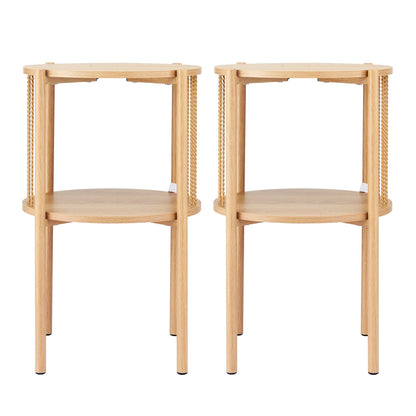 Artiss Set of 2 End Tables Coffee Table 2-Tier Round Wood-Furniture > Living Room > Coffee Tables-PEROZ Accessories