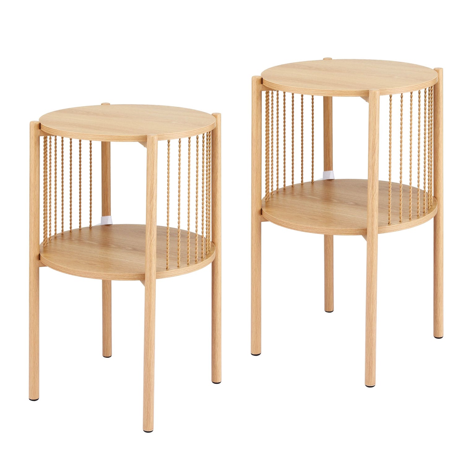 Artiss Set of 2 End Tables Coffee Table 2-Tier Round Wood-Furniture > Living Room > Coffee Tables-PEROZ Accessories