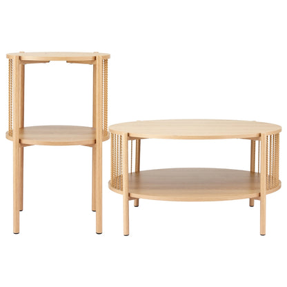 Artiss Coffee Table 2-Tier Round Wood-Furniture &gt; Living Room &gt; Coffee Tables-PEROZ Accessories