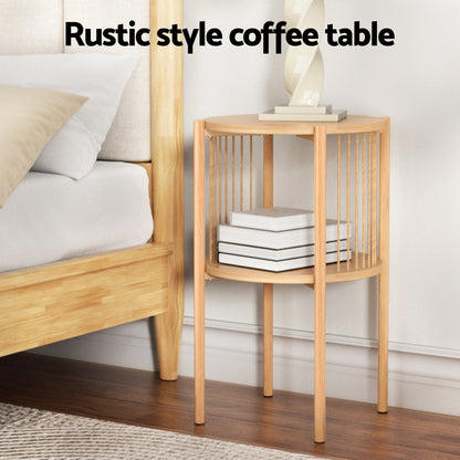 Artiss Coffee Table 2-Tier Round Wood-Furniture &gt; Living Room &gt; Coffee Tables-PEROZ Accessories