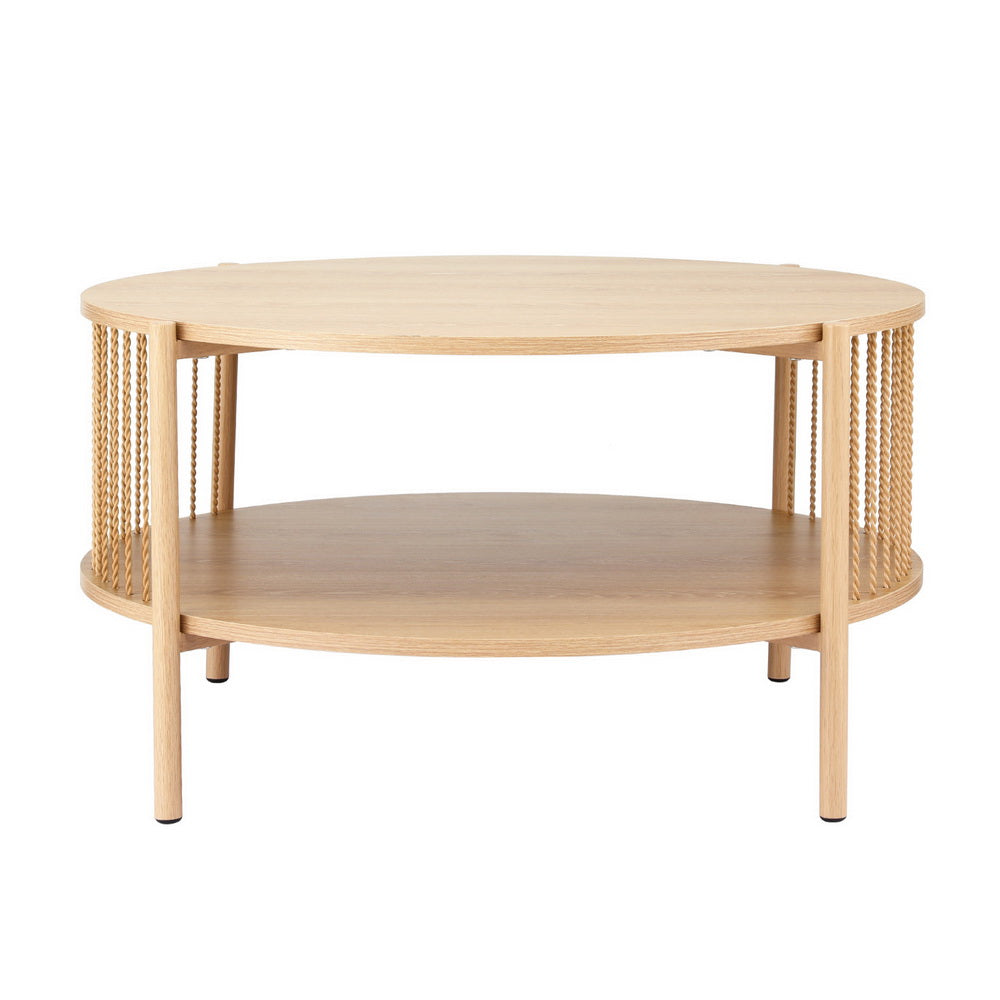 Artiss Coffee Table 2-Tier Round Wood-Furniture &gt; Living Room &gt; Coffee Tables-PEROZ Accessories
