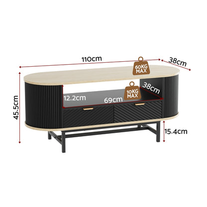 Artiss Coffee Table Drawer Shelf Wood&amp;Black-Furniture &gt; Living Room &gt; Coffee Tables-PEROZ Accessories
